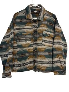 NWT Rewash Brand Aztec Southwest Wool Blend Shacket - Multi Teal - Size M